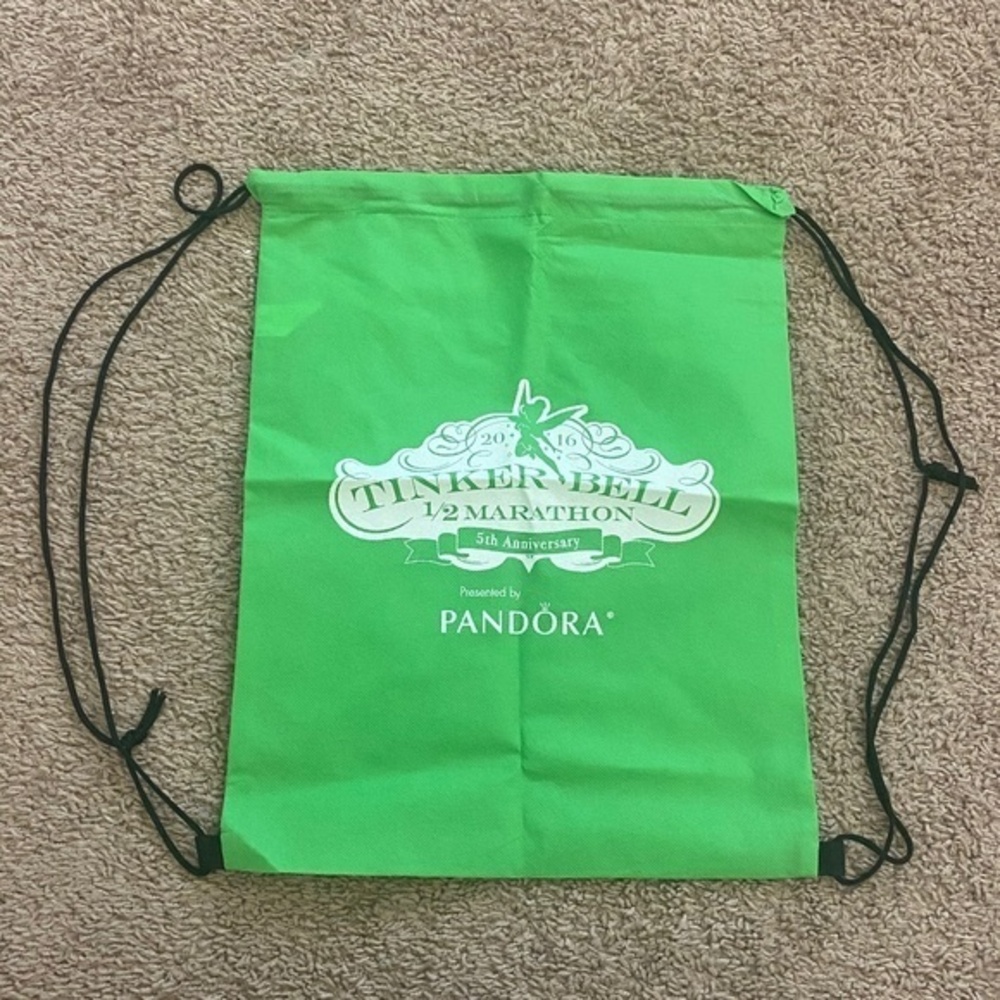 runDisney NEW Tinker Bell 1/2 Marathon Disney Pandora Cinch Backback Sack Bag